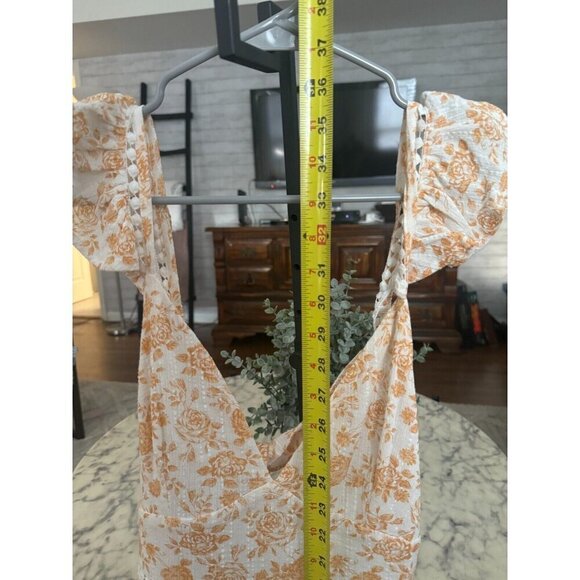 Minkpink Kiss The Stars Ruffle White Gold Floral Mini Dress Womens Size M - Picture 4 of 7